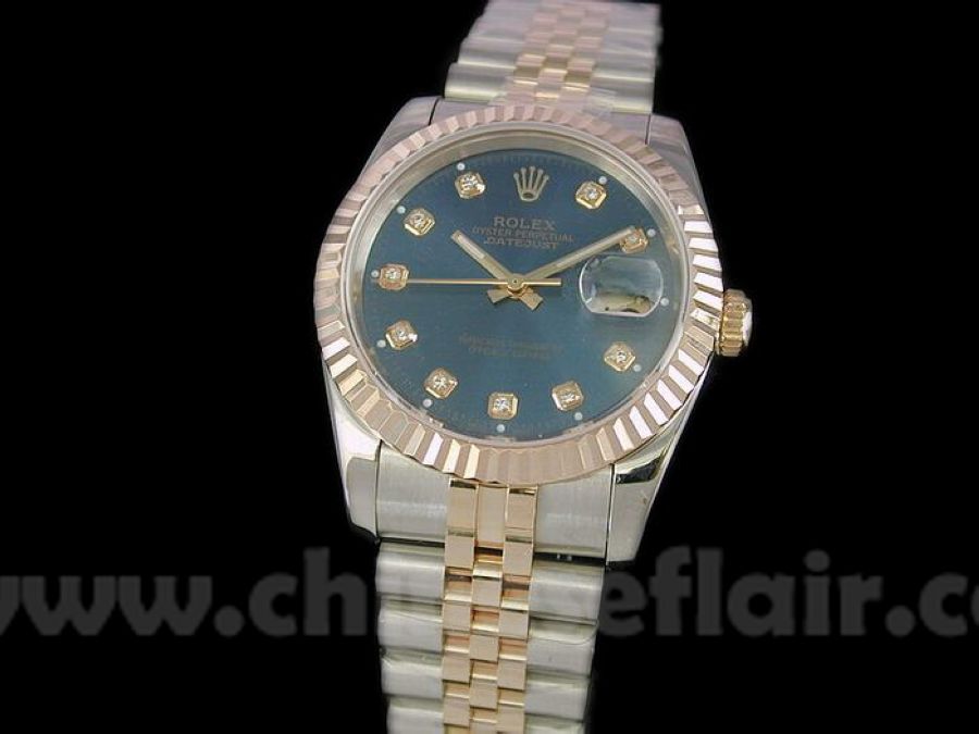 Clone Rolex Datejust 2-Tone Jubilee Blue Face Mens watch